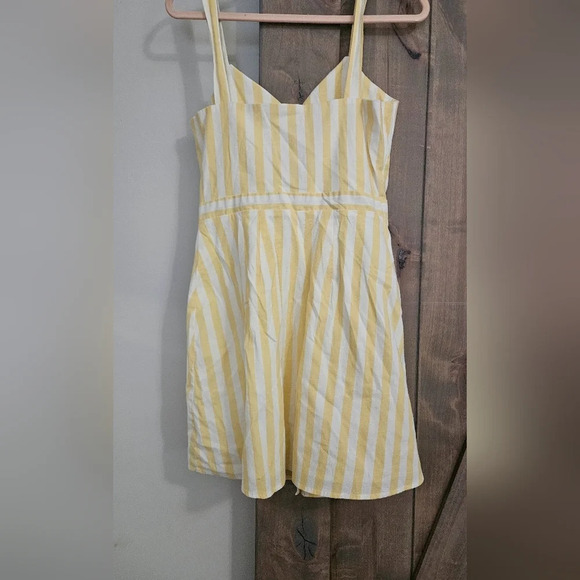 WAYF Bolton Mini Dress Striped Yellow Button Up. Size medium - Picture 3 of 10